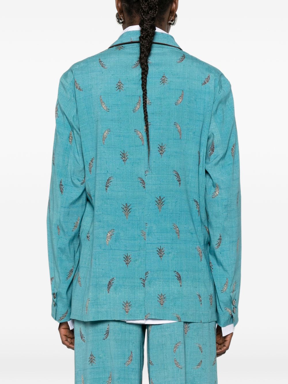 Pierre Louis Mascia Double-Breasted Silk Jacket Clear Blue