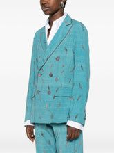 Pierre Louis Mascia Double-Breasted Silk Jacket Clear Blue