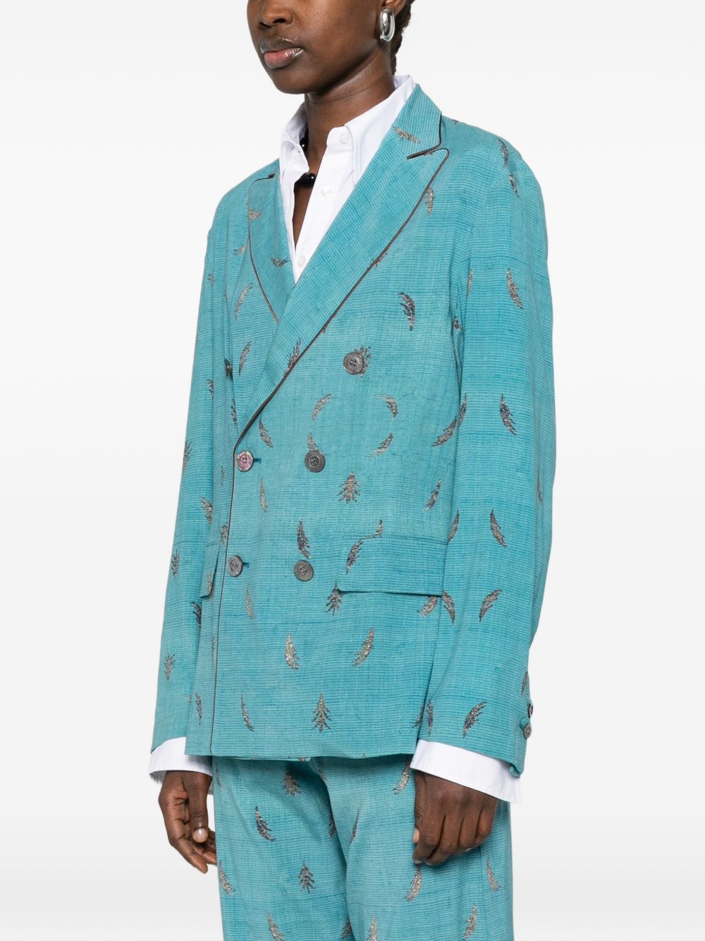 Pierre Louis Mascia Double-Breasted Silk Jacket Clear Blue
