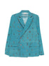 Pierre Louis Mascia Double-Breasted Silk Jacket Clear Blue