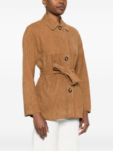 Peuterey Suede Belted Leather Jacket Brown