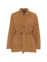 Peuterey Suede Belted Leather Jacket Brown