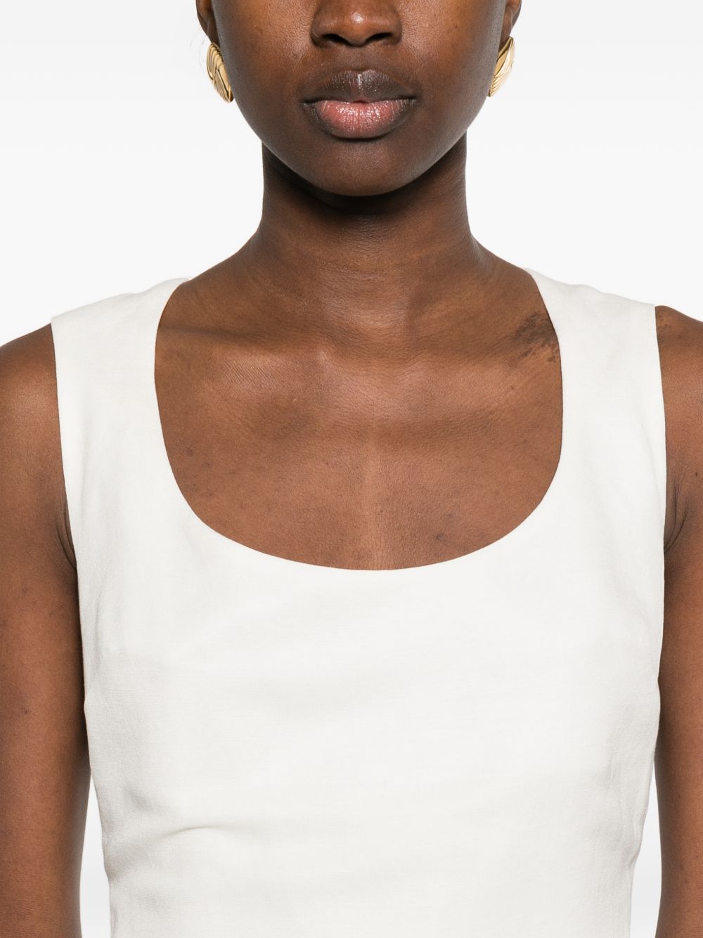 JACQUEMUS Long Linen Apron Dress White