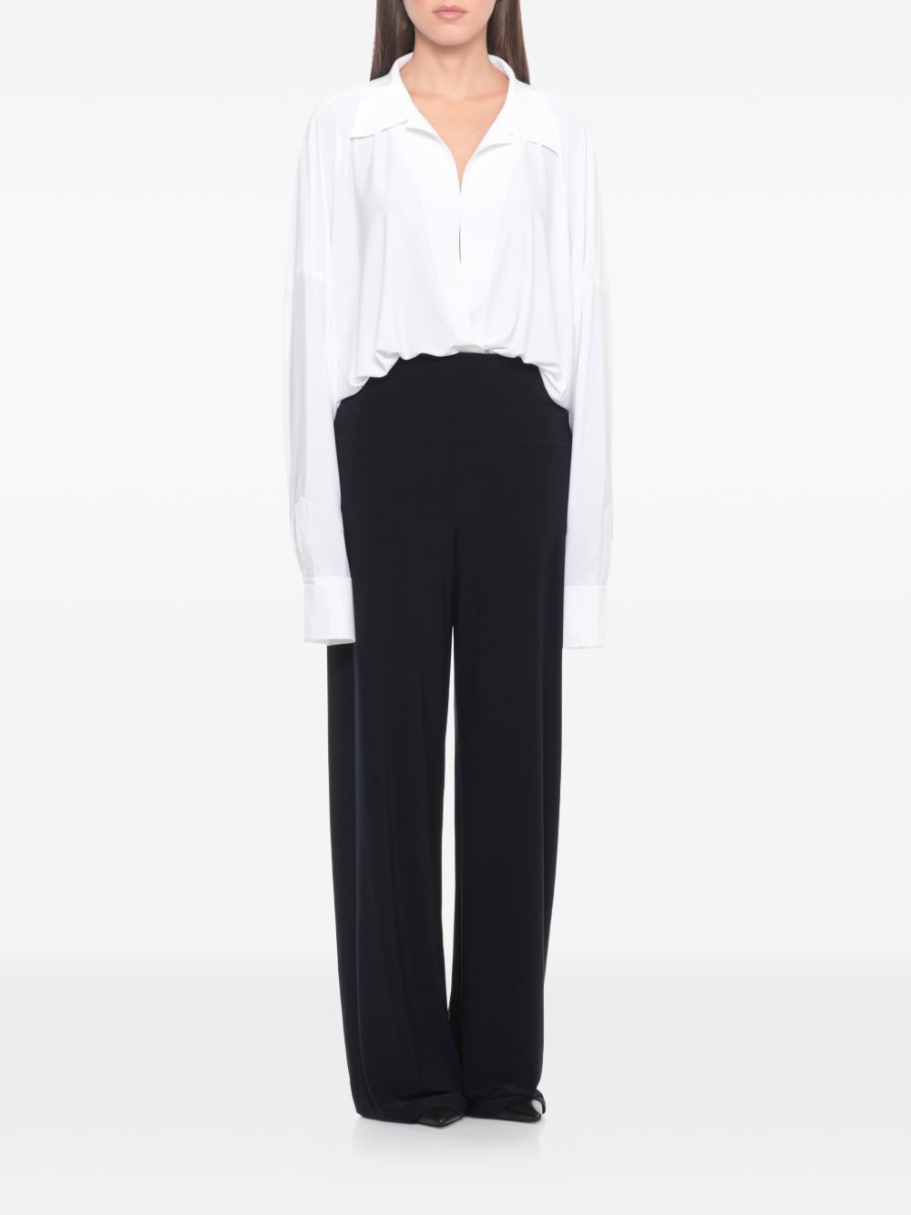 Norma Kamali Oversized Shirt Bodysuit White