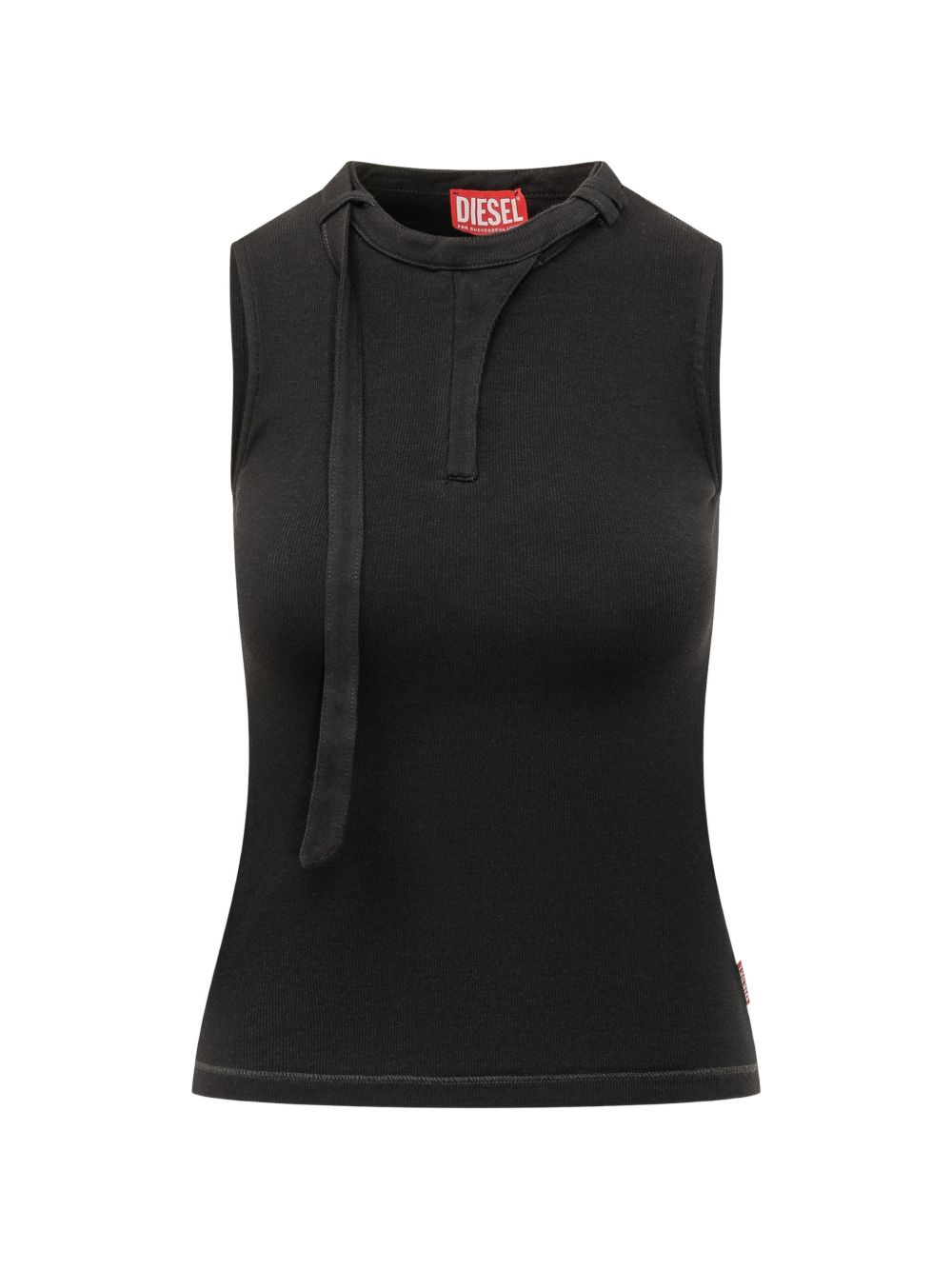 Diesel Cotton Ribbed Tank Top Black