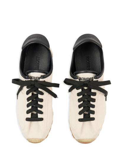 JACQUEMUS Leather-Trim Organic Cotton Sneakers Beige beige