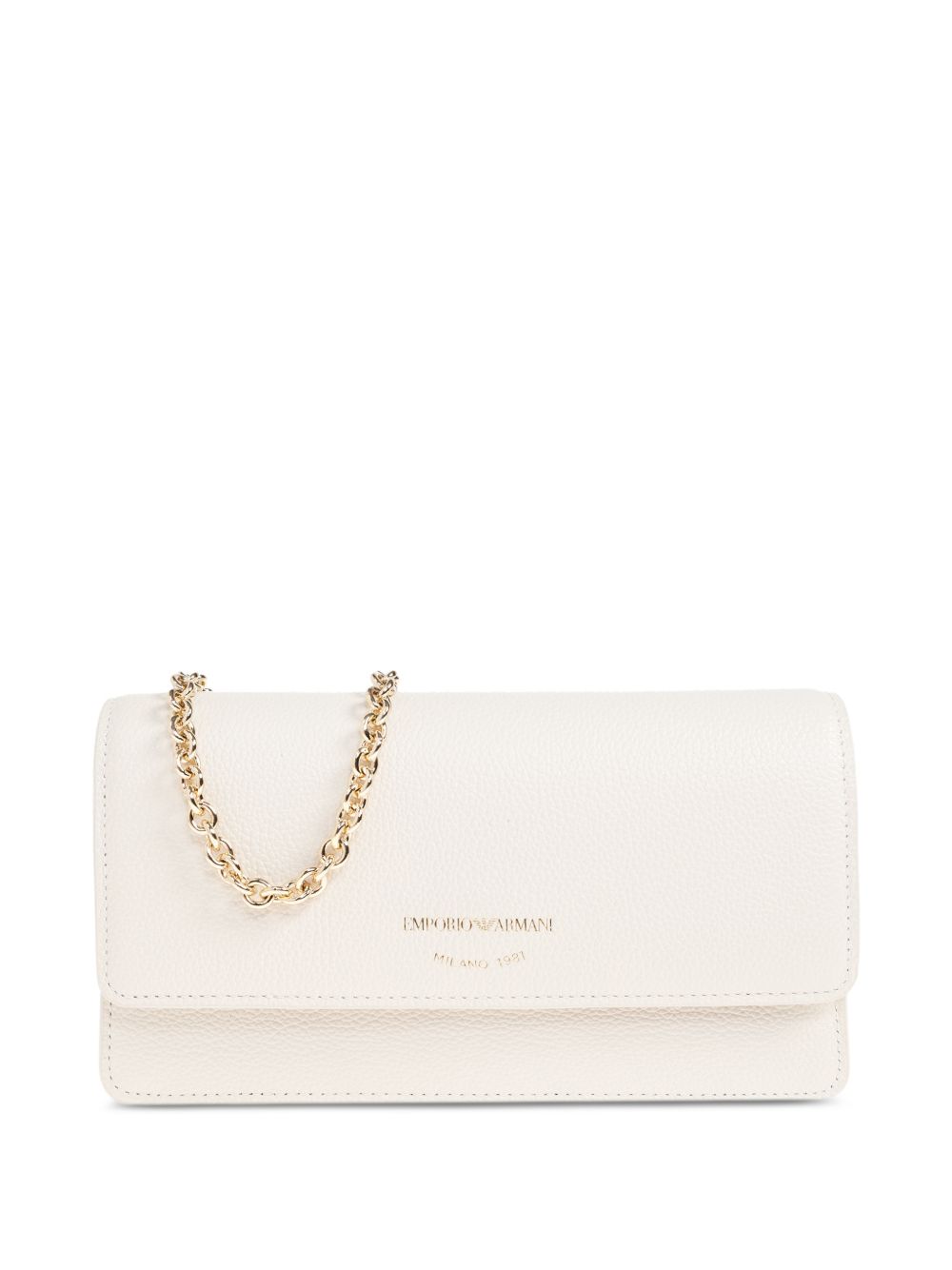 Emporio Armani Leather Chain Clutch White