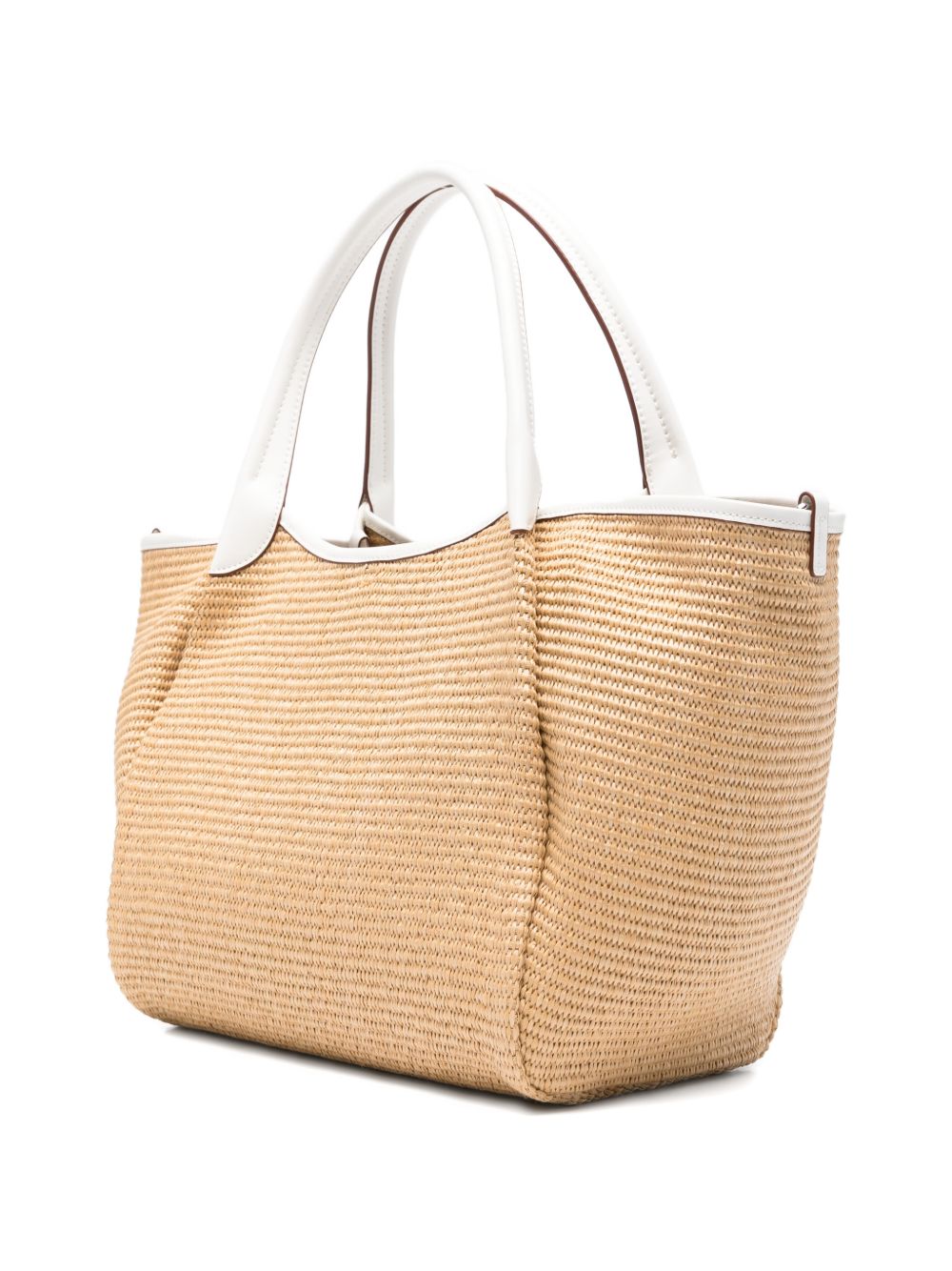 Emporio Armani Medium Straw Tote Bag White