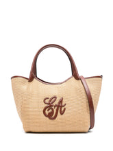 Emporio Armani Medium Straw Tote Leather Brown