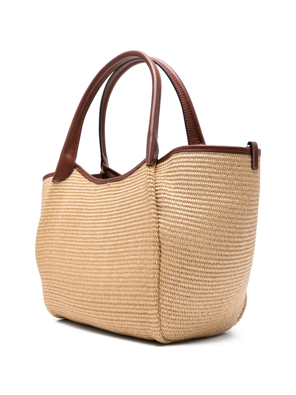 Emporio Armani Medium Straw Tote Leather Brown