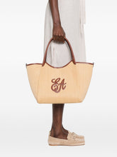 Emporio Armani Medium Straw Tote Leather Brown