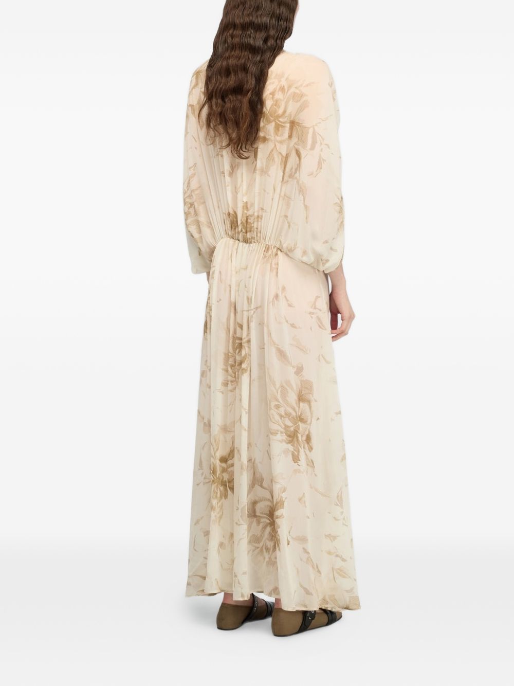 Semicouture Veronica Long Viscose Dress Beige