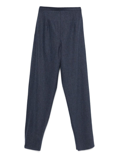 Emporio Armani Tapered Wool Trousers Blue