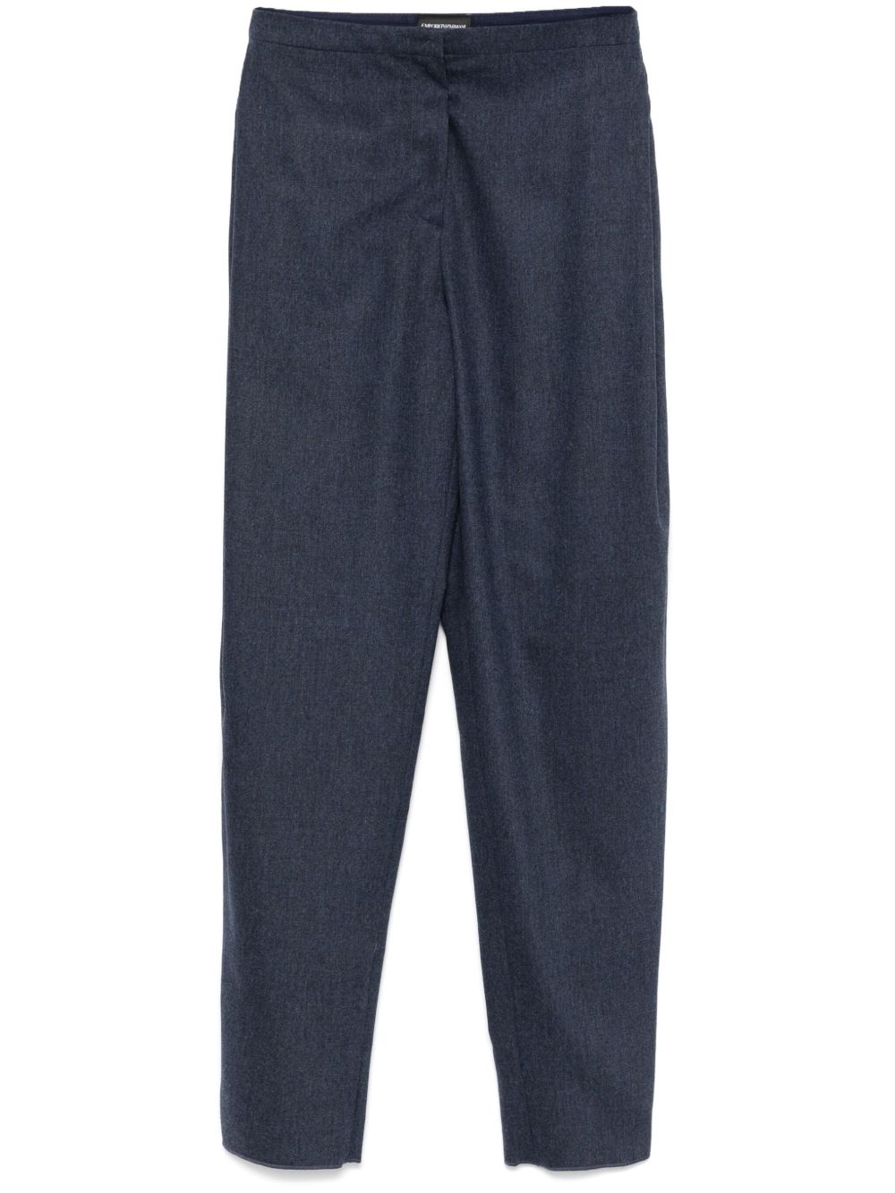 Emporio Armani Tapered Wool Trousers Blue
