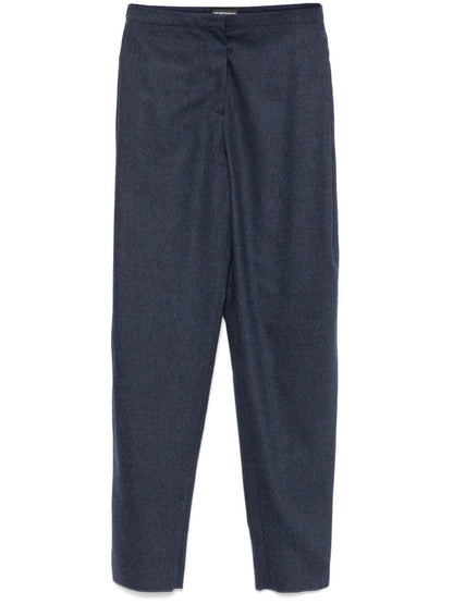 Emporio Armani Tapered Wool Trousers Blue