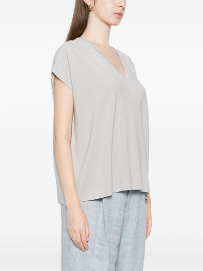 Fabiana Filippi Knitted V-Neck Top Clear Blue