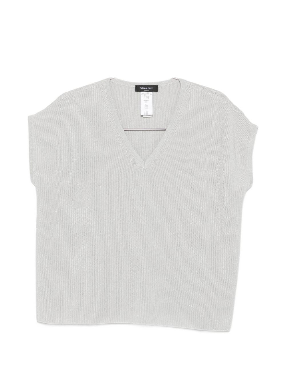 Fabiana Filippi Knitted V-Neck Top Clear Blue