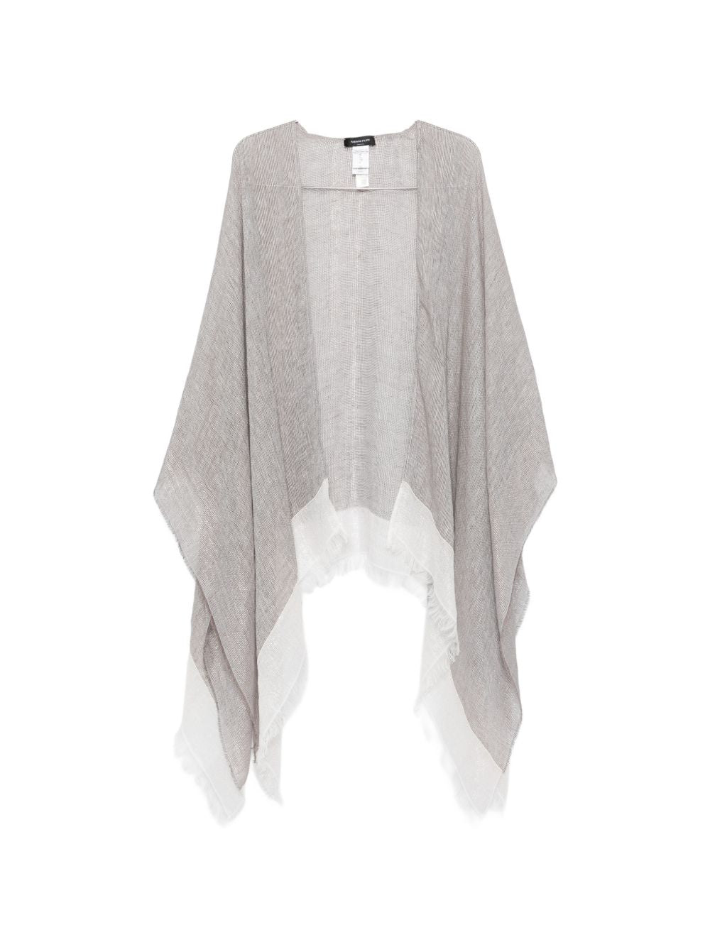 Fabiana Filippi Linen Fringed Poncho Light Grey