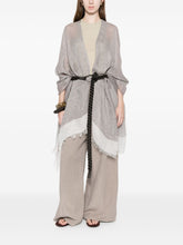 Fabiana Filippi Linen Fringed Poncho Light Grey