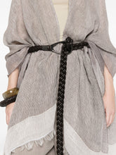 Fabiana Filippi Linen Fringed Poncho Light Grey