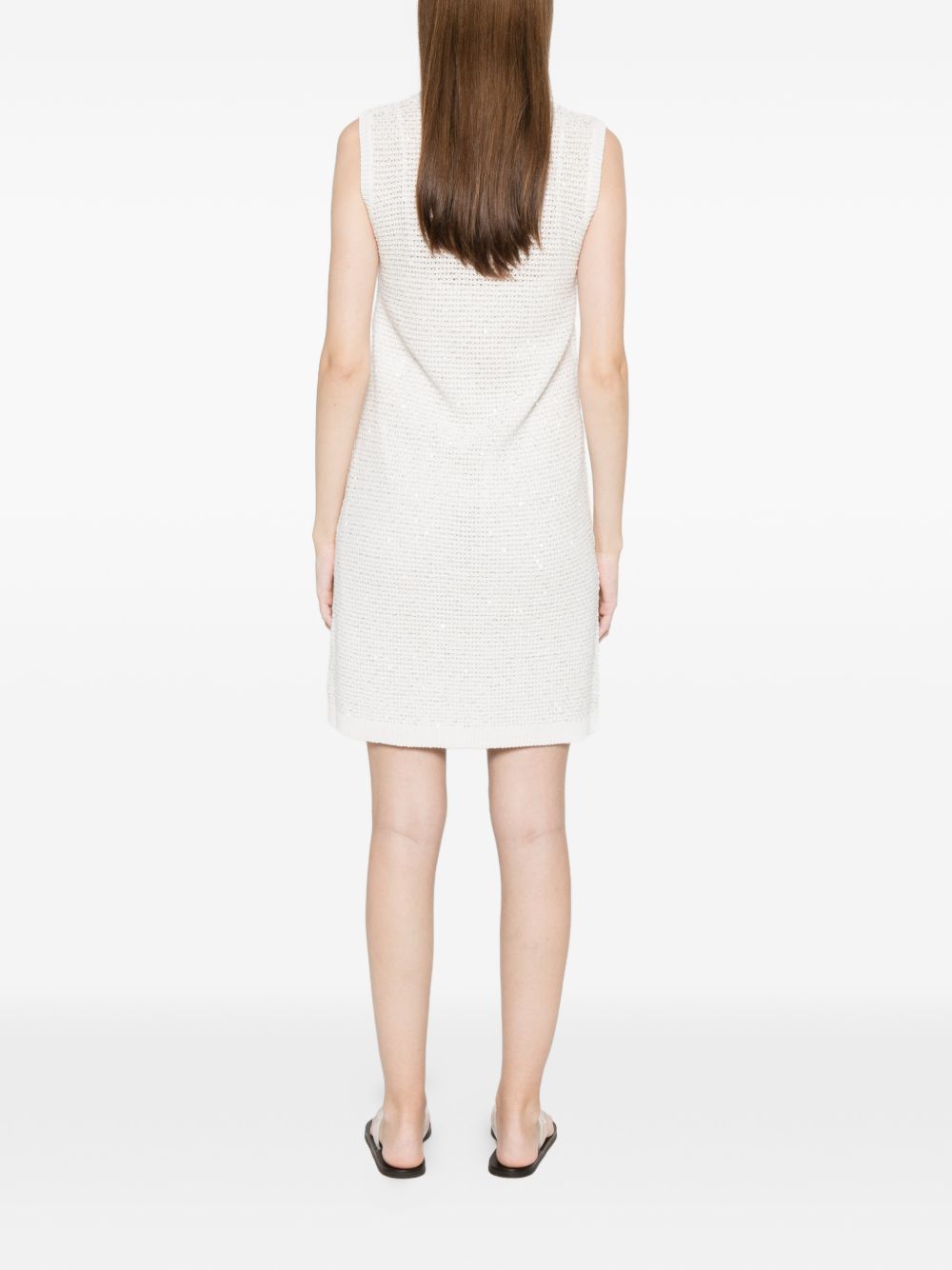 Fabiana Filippi Knitted Sequin Mini Dress White White