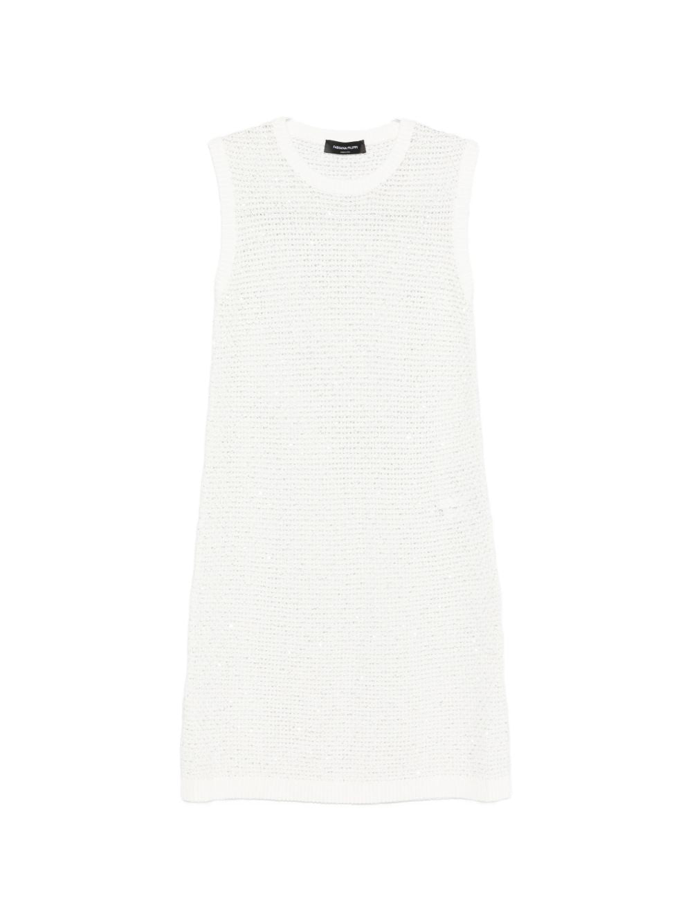Fabiana Filippi Knitted Sequin Mini Dress White White