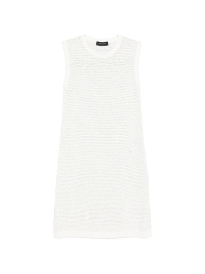 Fabiana Filippi Knitted Sequin Mini Dress White White