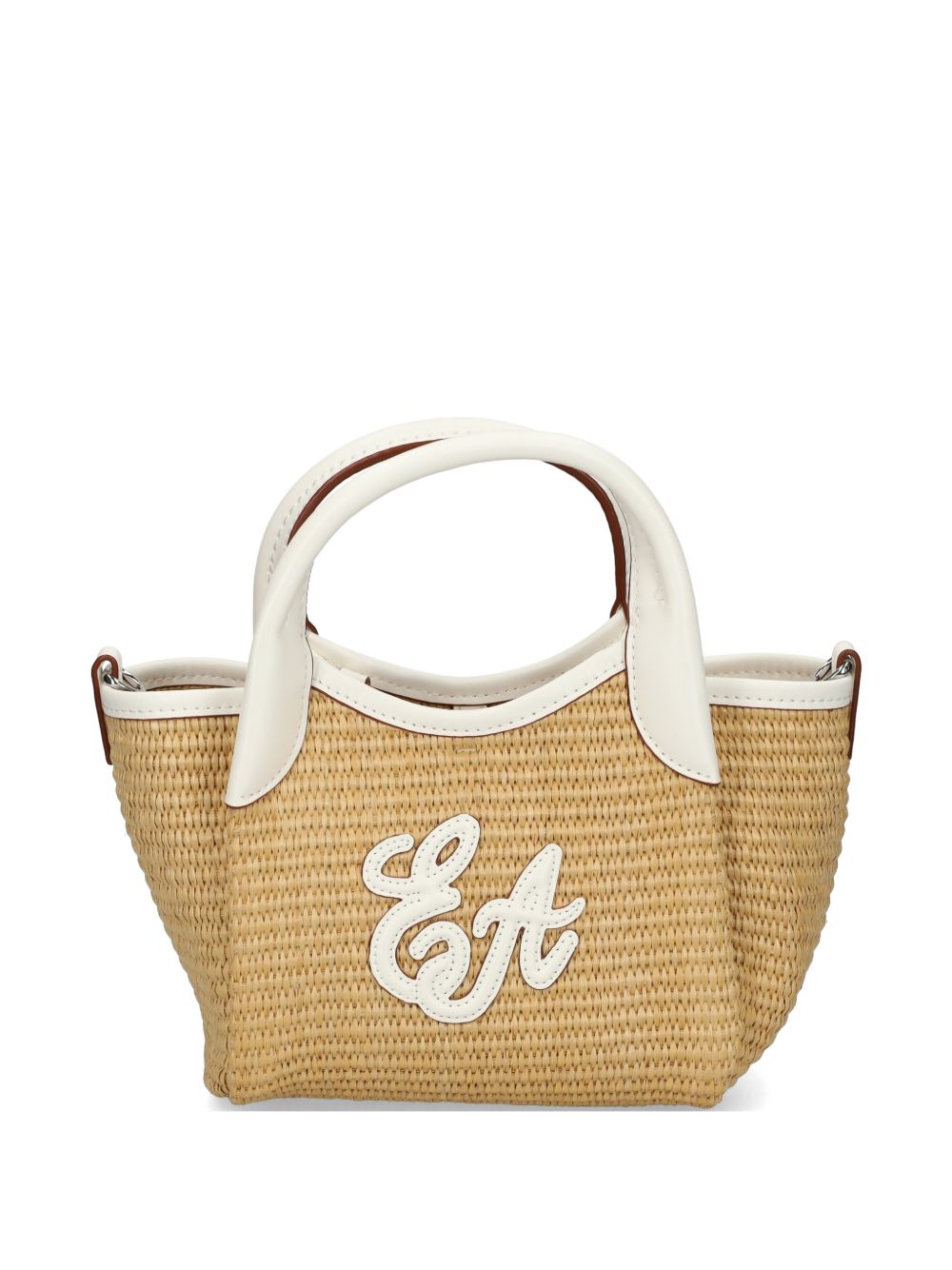 Emporio Armani Small Straw Tote Bag White