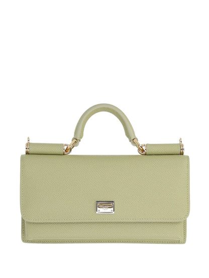 Dolce &amp; Gabbana Mini Leather Top Handle Bag Light Green