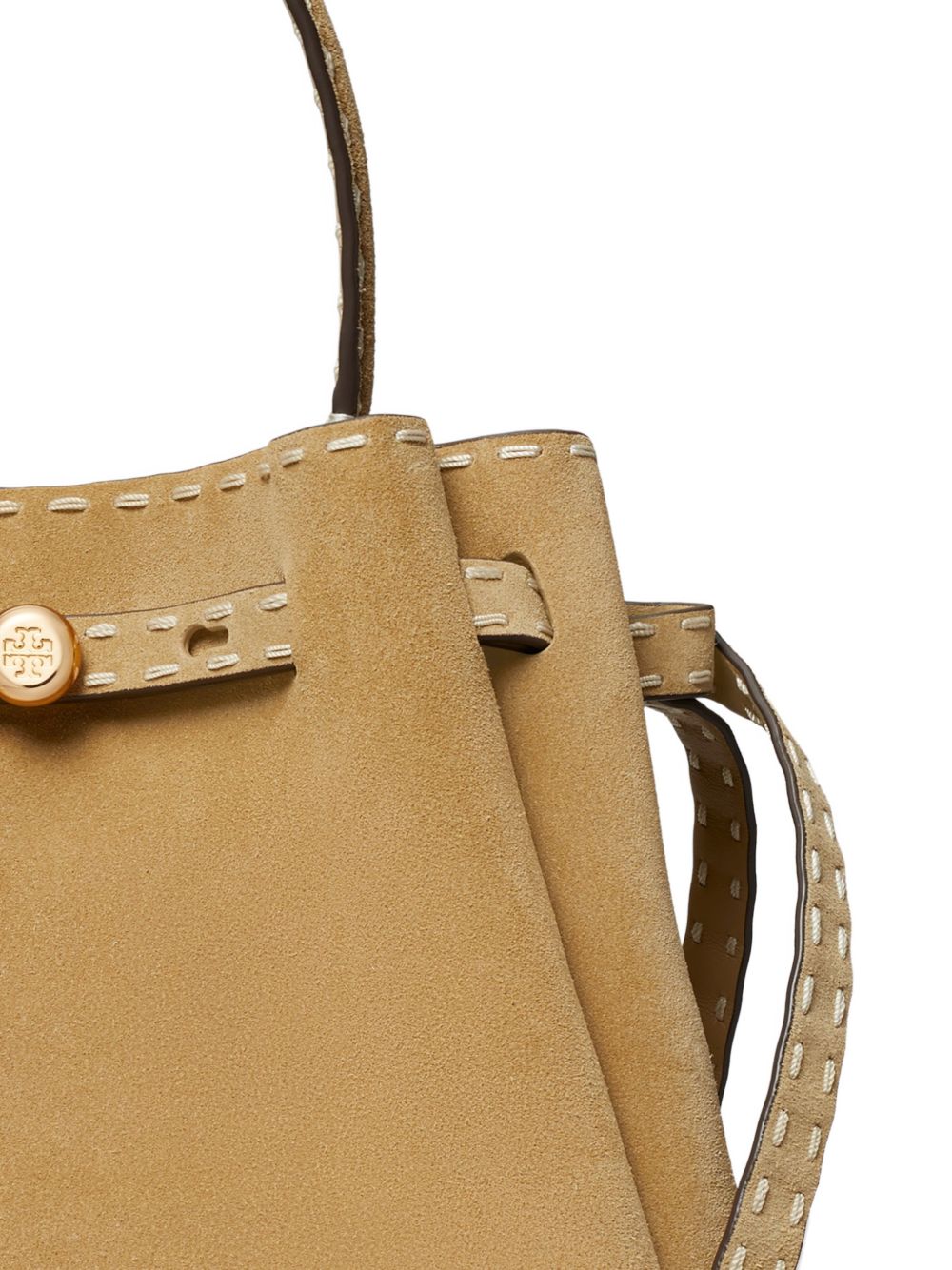 Tory Burch Romy Suede Bucket Bag Beige