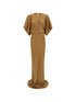 Norma Kamali Teardrop Draped Long Dress Camel camel