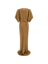 Norma Kamali Teardrop Draped Long Dress Camel camel