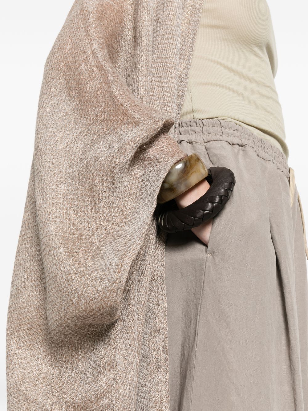 Fabiana Filippi Fringed Linen Poncho Brown brown