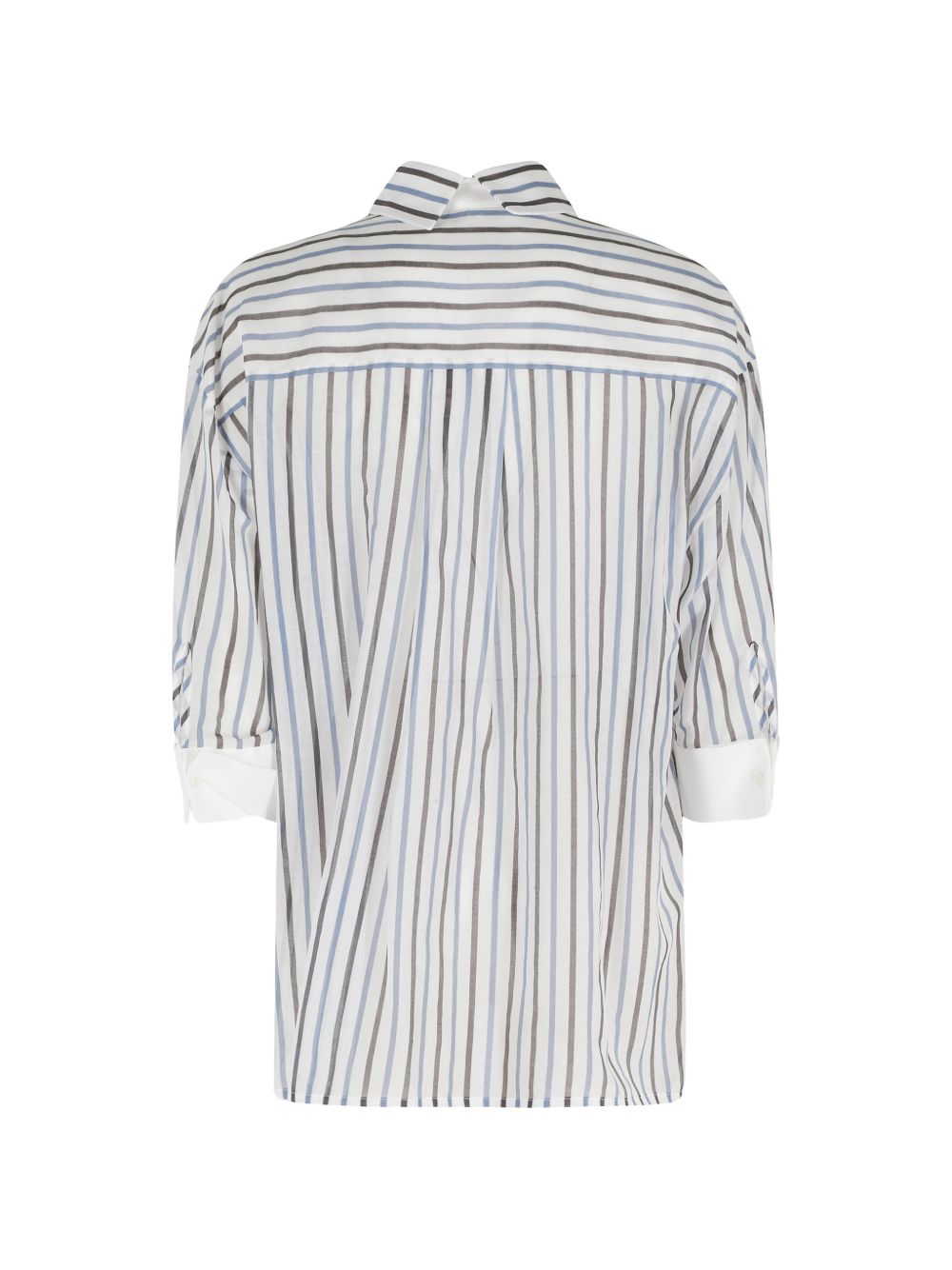 Semicouture Striped Cotton Silk Shirt Blue