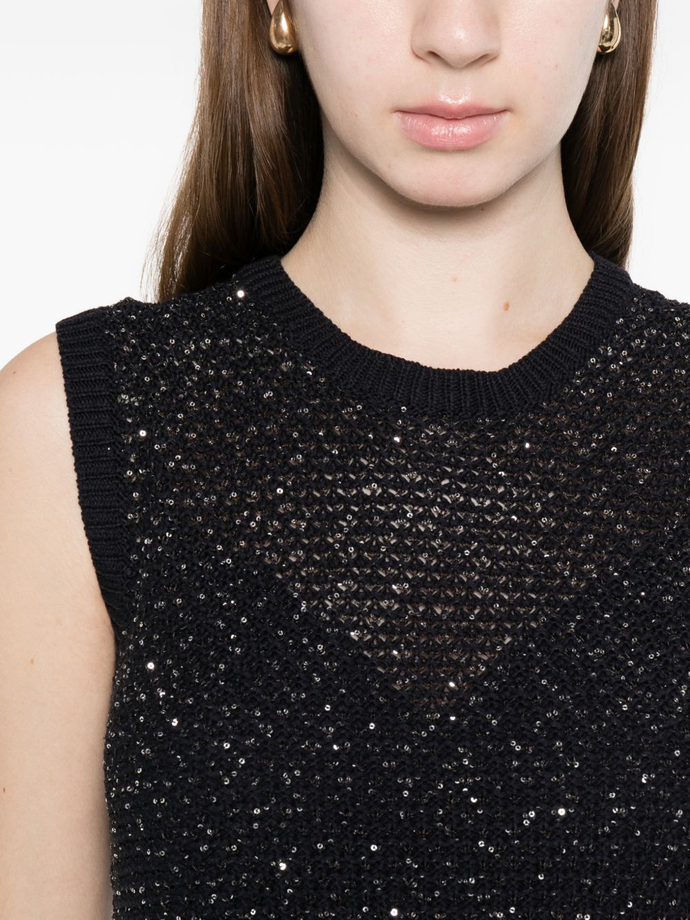 Fabiana Filippi Sequined Sleeveless Mini Dress Blue