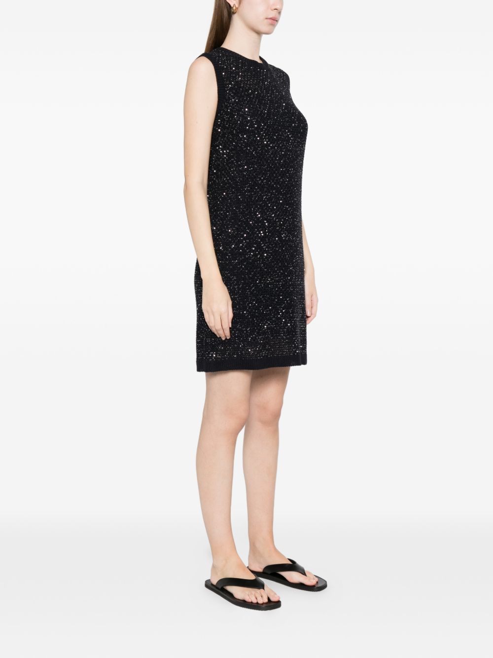 Fabiana Filippi Sequined Sleeveless Mini Dress Blue
