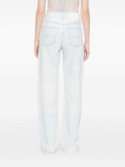 Diesel Straight-Leg Denim Cotton Jeans Clear Blue