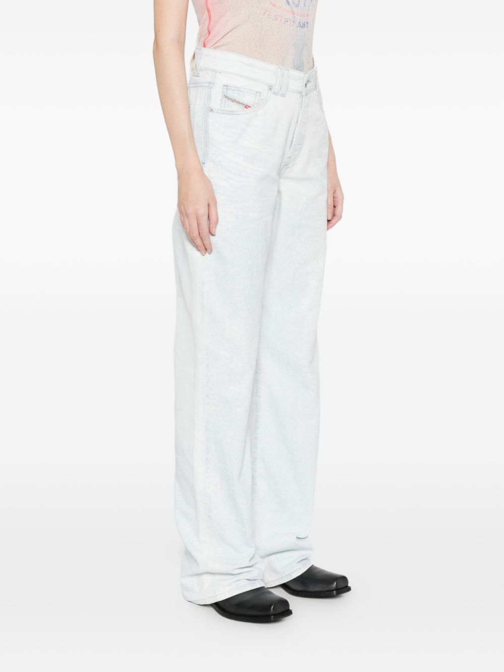 Diesel Straight-Leg Denim Cotton Jeans Clear Blue