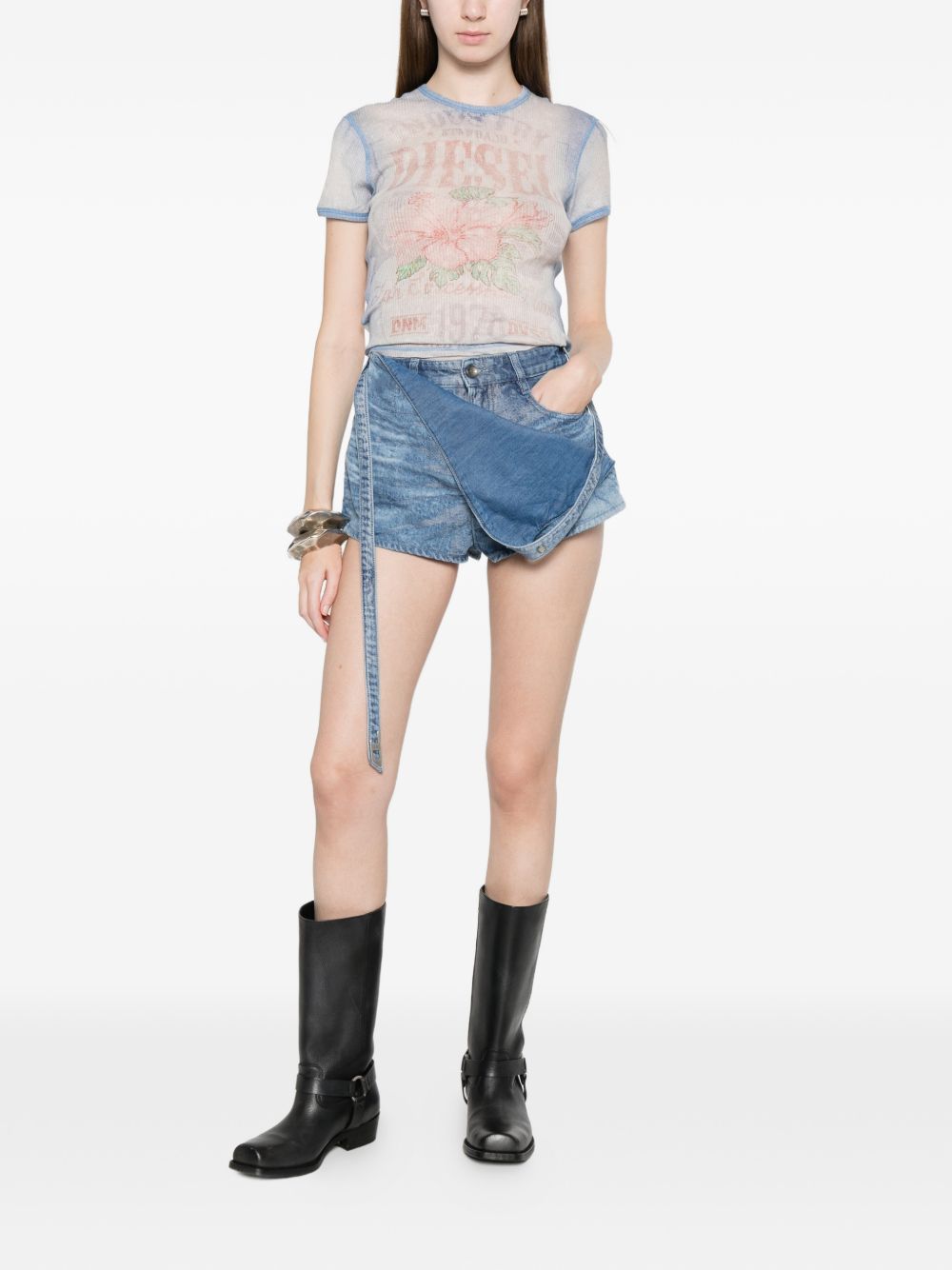 Diesel Denim Cotton Shorts Clear Blue