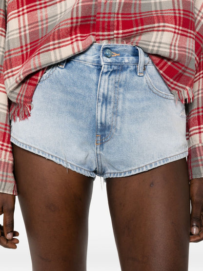 Diesel Distressed Denim Cotton Shorts Clear Blue