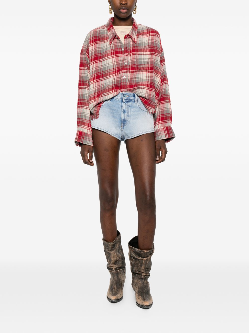 Diesel Distressed Denim Cotton Shorts Clear Blue