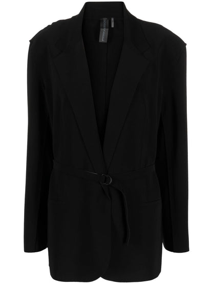 Norma Kamali Oversized Belted Single-Breasted Coat Black