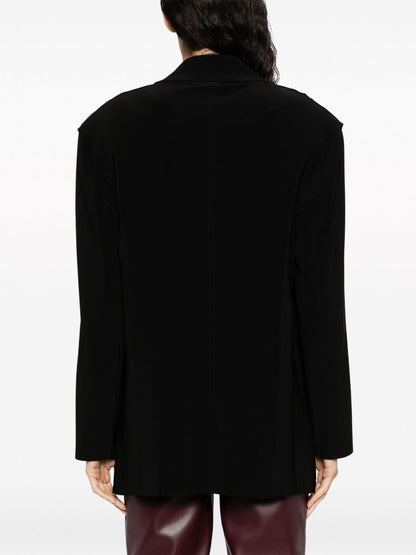 Norma Kamali Oversized Belted Single-Breasted Coat Black