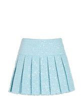 Alice + Olivia Sequin Pleated Mini Skirt Clear Blue clear blue