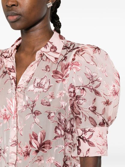 Alice + Olivia Floral Print Scrunched Top Pink