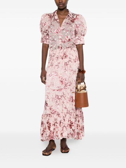 Alice + Olivia Floral Print Scrunched Top Pink