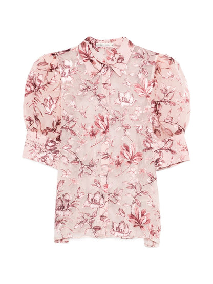 Alice + Olivia Floral Print Scrunched Top Pink