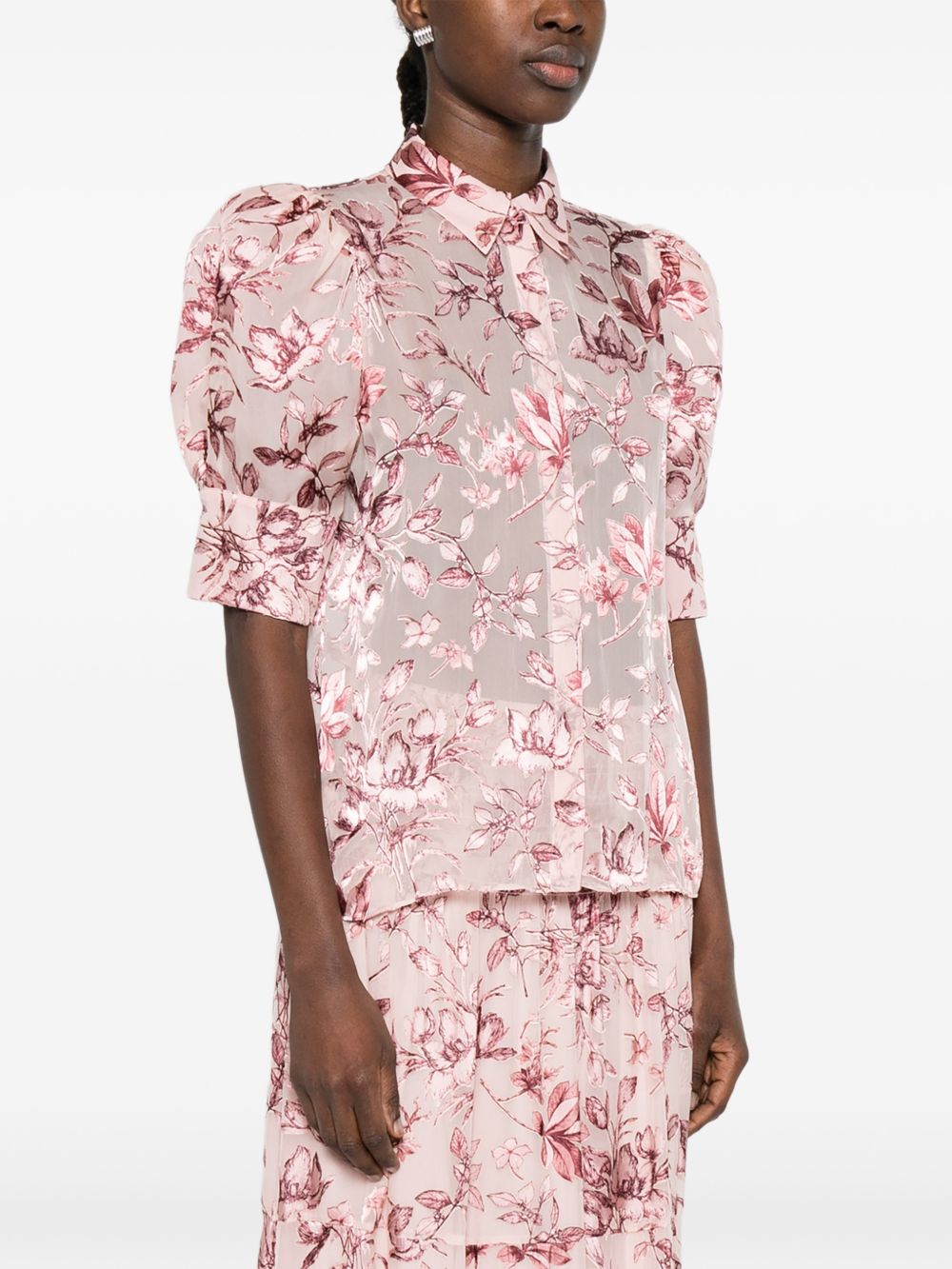 Alice + Olivia Floral Print Scrunched Top Pink