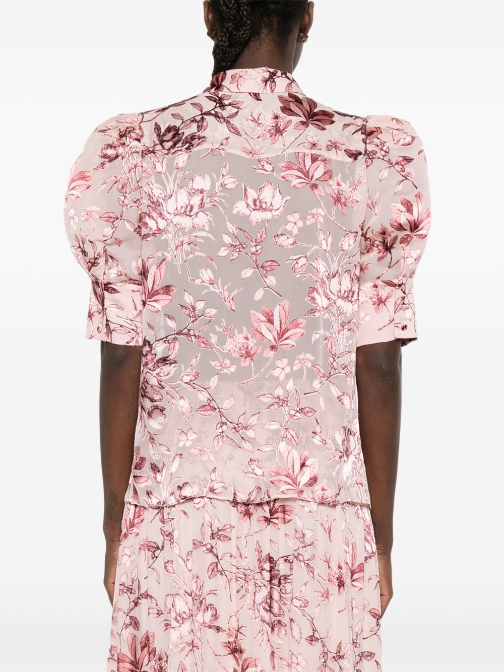 Alice + Olivia Floral Print Scrunched Top Pink