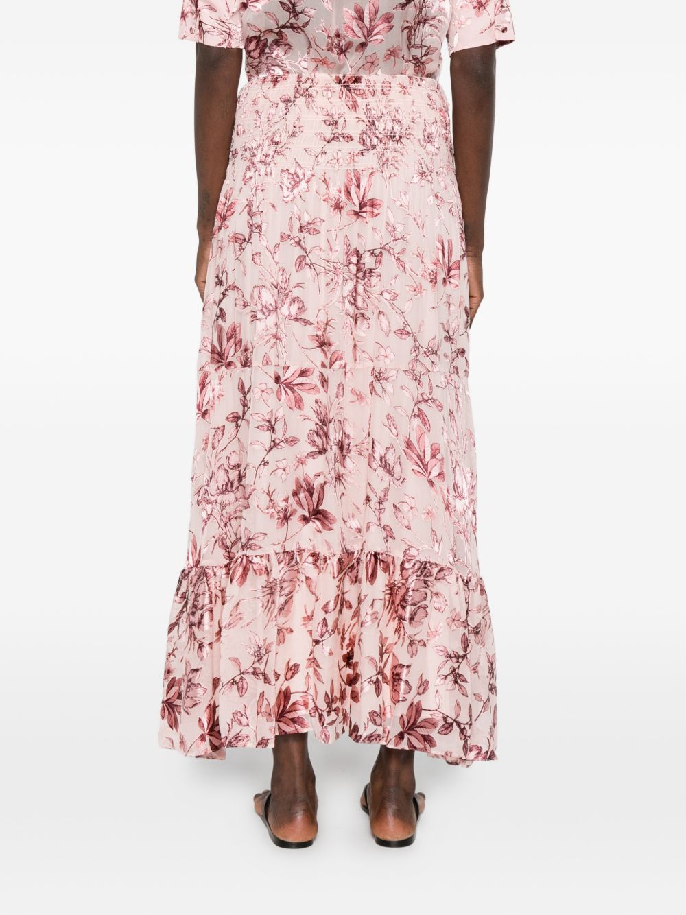 Alice + Olivia Floral Print Maxi Skirt Pink